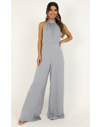 Showpo Leaves Falling Jumpsuit - Blue