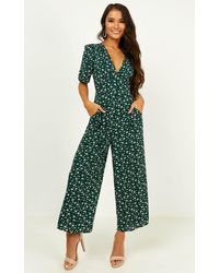 Showpo Hit The Lights Jumpsuit - Green
