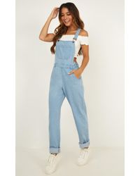 Showpo Kiera Denim Overalls - Blue