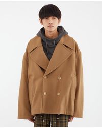 Hed Mayner Cropped Peacoat - Camel - Multicolour