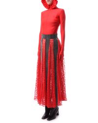 Christopher Kane Red Crystal Lace Maxi Skirt
