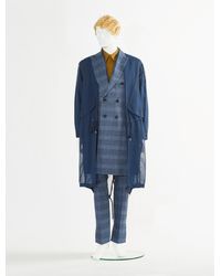 Toga Virilis Blue Cotton Linen Coat
