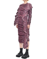 Neith Nyer Risk Tight Gathered Velvety Dress - Purple