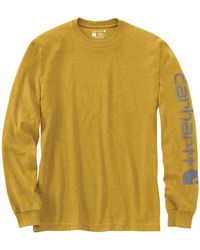 Carhartt Loose Fit Heavyweight Long-sleeve Logo Sleeve Graphic T-shirt - Yellow