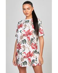 SIKSILK - Retro Tropics Print T-shirt Dress - Lyst