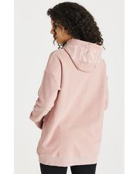 SIKSILK Reverse Fleece Hoodie Dress - Pink