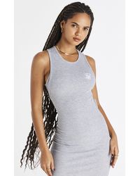 SIKSILK Ribbed Cut Out Dress - Grey