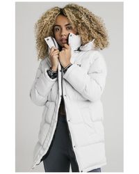siksilk fur hood padded jacket red