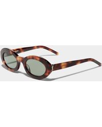 Saint Laurent - Signature Hinges Oval Sunglasses - Lyst