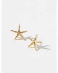 Orelia - Golden Starfish Earrings - Lyst