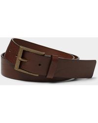 Le 31 - Golden Buckle Brown Leather Belt Made In Canada - Lyst