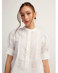 Icône - Officer Collar Broderie Anglaise Blouse - Lyst