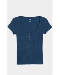 Twik - Fine Ribbing Henley Collar T - Lyst