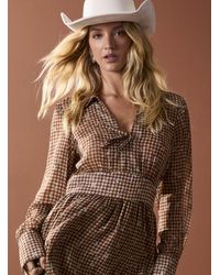 Icône - Ruched Waist Shirt Collar Chiffon Mini Dress - Lyst