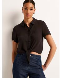 Vero Moda - Wrinkled Texture Tie Cropped Blouse - Lyst