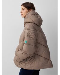 Save The Duck Janeth Oversized Chevron Puffer Jacket - Brown
