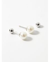 Simon's - Pearly Bead Silver Earrings - Lyst
