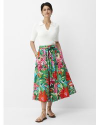 Contemporaine - Belted Patterned Flared Skirt - Lyst