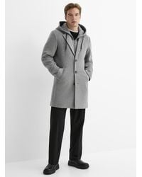 Le 31 - Brushed Coat With A Removable Hooded Bib - Lyst