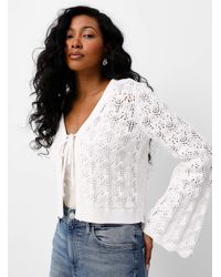 B.Young - Openwork Pattern Ivory Tie Cardigan - Lyst