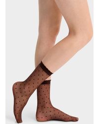 Simon's - Solid And Dotted Ankle Socks 2 - Lyst