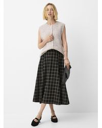 Contemporaine - Flared Checkered Midi Skirt - Lyst