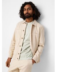 Marc O' Polo - Beige Organic Cotton And Linen Twill Jacket - Lyst