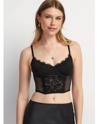 Icône - Micromesh And Lace Cropped Bustier - Lyst
