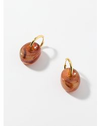 Simon's - Marbled Oval Stone Hoops - Lyst