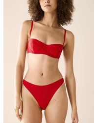 Miiyu - Scalloped Trim Ribbed Thong Cotton And Recycled Polyester - Lyst