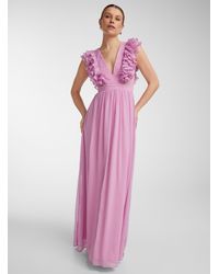 Icône - Tiered Ruffles Pink Maxi Dress - Lyst