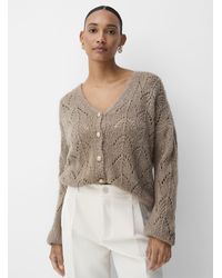Contemporaine - Touch Of Wool And Mohair Loose Openwork Cardigan - Lyst