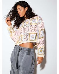Icône - Geometric Patterns Crocheted Cropped Sweater - Lyst