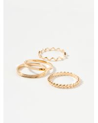 Simon's - Textured Metallic Rings Set Of 4 - Lyst
