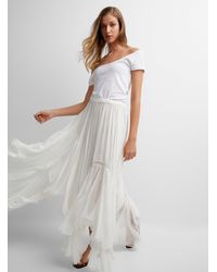 Free People - One Clover Ivory Tiered Maxi Skirt - Lyst