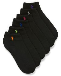 Polo Ralph Lauren - Embroidered Logo Ankle Socks Set Of 6 - Lyst
