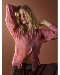 Icône - Openwork Details Sheer Chiffon Blouse - Lyst