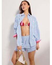 Simon's - Parasol Stripe Chambray Short - Lyst
