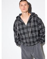 Le 31 - Windowpane Check Zipped Hoodie Imported From Seoul - Lyst