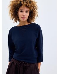 Fransa - Fine Openwork Knit 3/4 Sleeve Sweater - Lyst