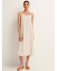 Icône - Touch Of Linen Embroidered Flowers Dress - Lyst
