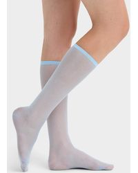 Simon's - Sheer Solid Knee - Lyst