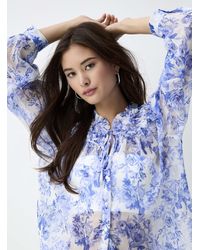 Twik - Blue Flowers And Ruffles Blouse - Lyst