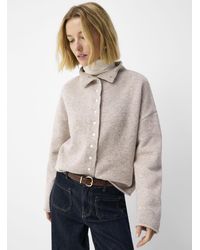 Contemporaine - Touch Of Wool Funnel Neck Cardigan - Lyst