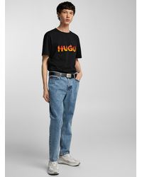 HUGO - Flame Embroidery Blue 634 Jean Tapered Fit - Lyst