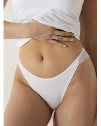 Miiyu - Lace Trim And Scallop Brazilian Panty Organic Cotton And Tm Modal - Lyst