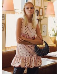 Icône - Balloon Ruffle Polka Dot Satin Minidress - Lyst