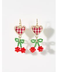 Simon's - Gingham Heart And Cherry Earrings - Lyst