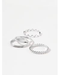 Simon's - Textured Metallic Rings Set Of 4 - Lyst