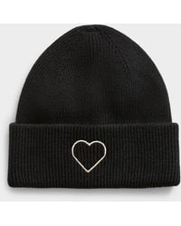 ONLY - Embroidered Heart Ribbed Tuque - Lyst